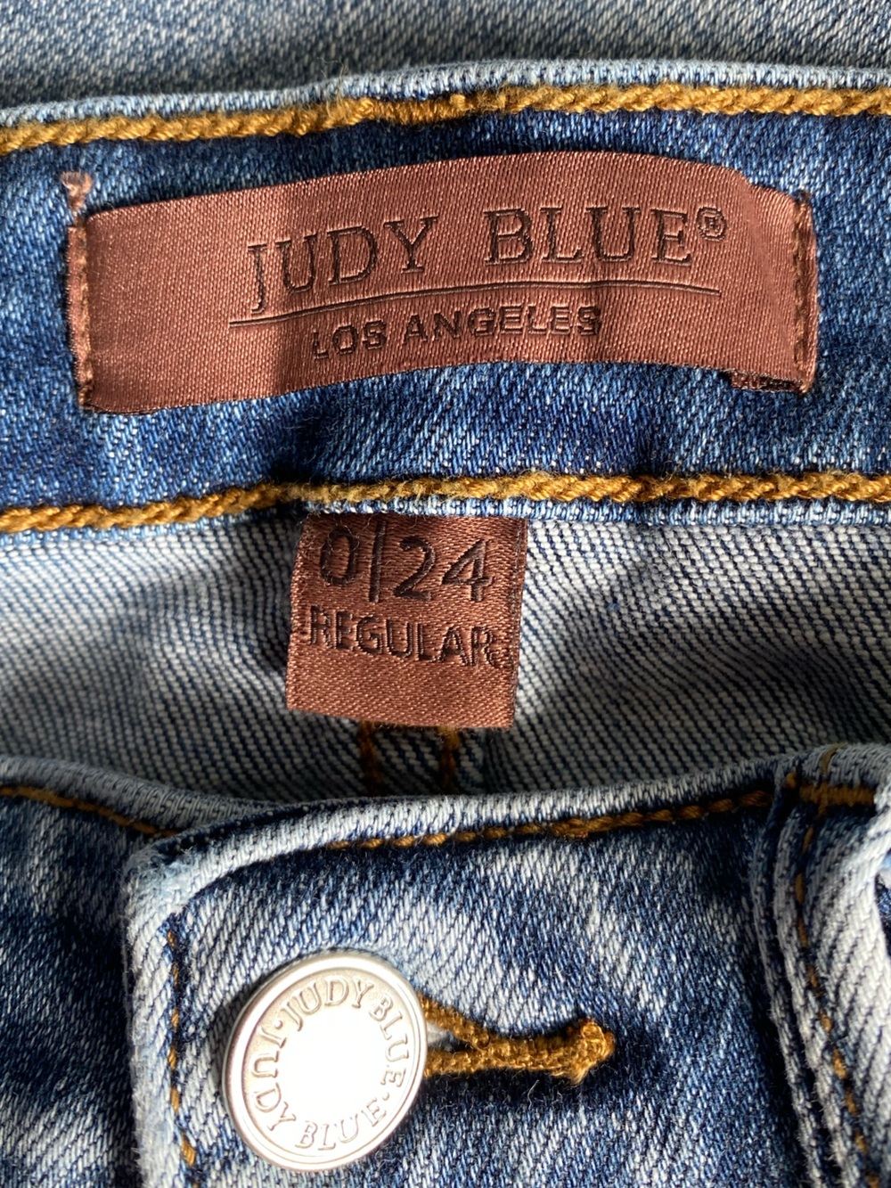 Judy Blue Mid Rise Trouser Flare Jeans Size 0/24 Regular Light Wash Blue Stretch - Picture 12 of 16